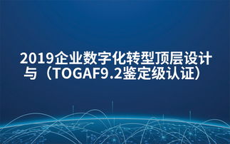 2019企业数字化转型顶层设计与togaf9.2鉴定级认证